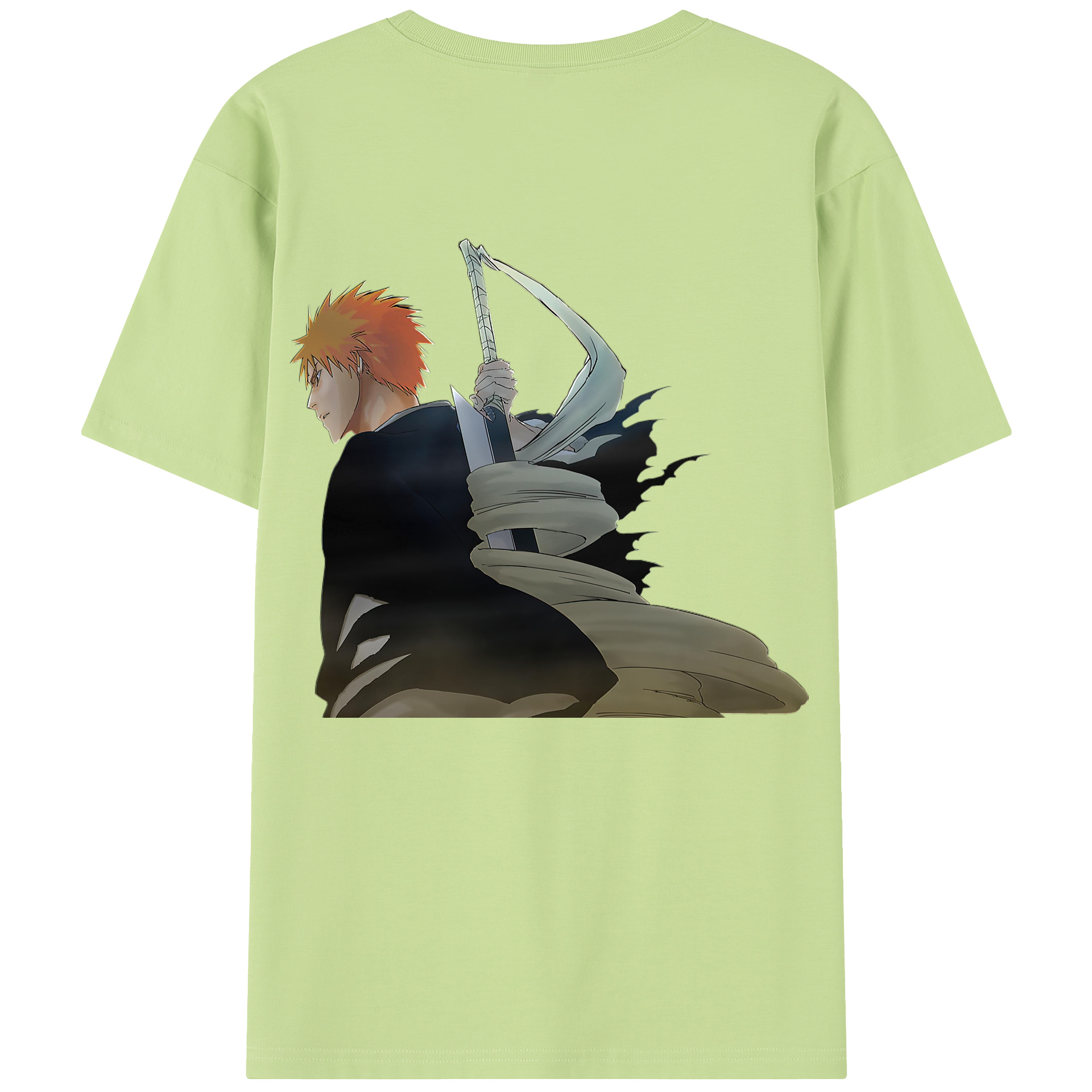 （画像用） ブリーチ 黒崎一護（くろさき いちご）BLEACH Kurosaki Ichigo 綿100％半袖Tシャツ（背面プリント）